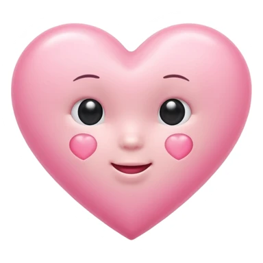 A baby pink heart shape in iOS emoji style, 3D icon, plastic texture, soft reflection, minimalist design. sticker