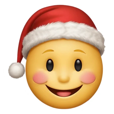 smiling smiley face with closed eyes in a red Christmas hat sticker