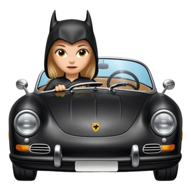 Bat Girl driving her satin-black 56 Porsche spider too fast in the country despite the rainy conditions  sticker