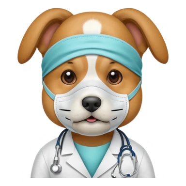 doctor dog Wearing Medical Mask sticker