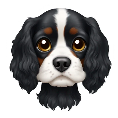 All black Cavalier King Charles spaniel with a while stripe on chest and a little bit of white on the chin. sticker