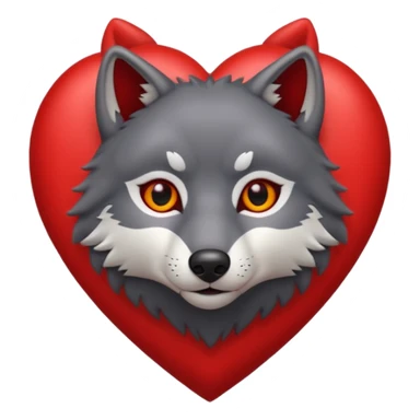 cute dark grey wolf head inside heart sticker