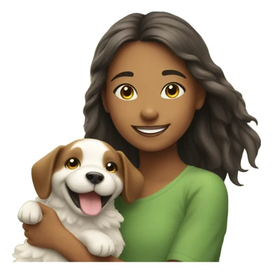 happy girl enjoying nature with puppy sticker