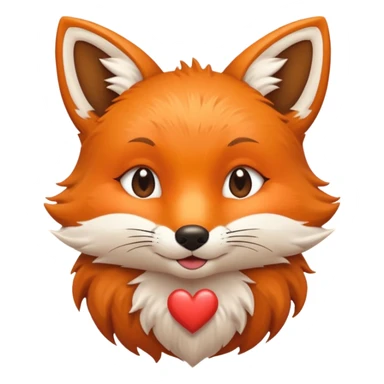 A iOS style fox with a kissing & winky face and a small heart sticker