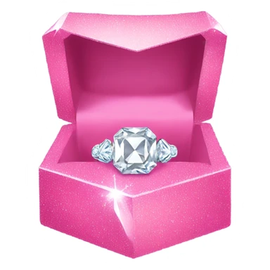 Diamond ring in a pink box with glitter  sticker