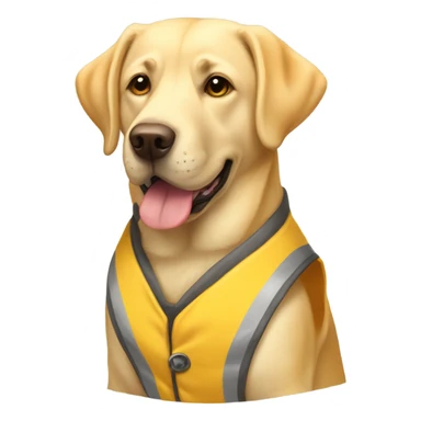 yellow lab dog wearing a vest sticker