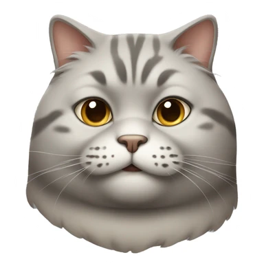 gray fat cat with a beige spot on the right side of the chin sticker