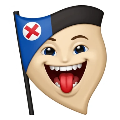 Blue white HSV Emoji bites black St. pauli flag with Rhombus  sticker