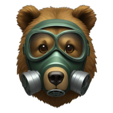 Grizzly head with Gas mask sticker