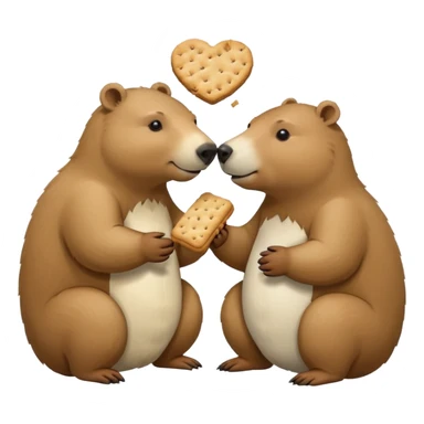 capybara and an snow bear eating biscuits with each other sticker