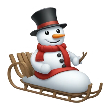 Snowman on a sled sticker