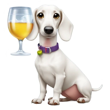 White Dachshund with vodka   sticker