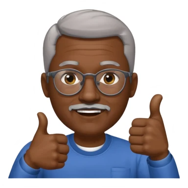 African American short graying hair and graying goatee man with eyeglasses giving thumbs up sign sticker