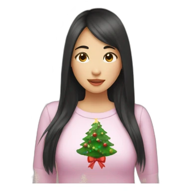 Asian Girl obsessed with christmas sticker