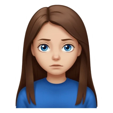 fille long cheveux lisse brune yeux bleu aigri pull noir petite en taille sticker