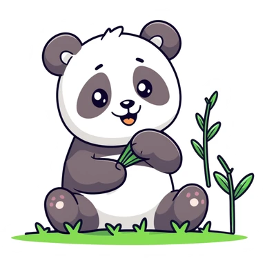 A panda eating grass sticker