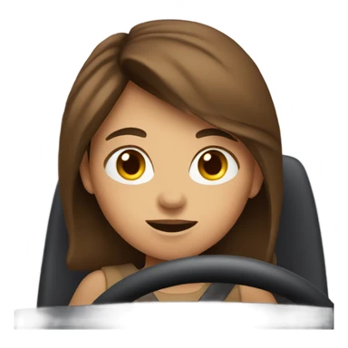 brown hair girl driving car sticker