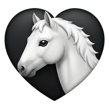 White Horse centered within a black heart emoji sticker