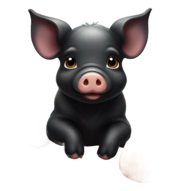 cute baby black pig lying on the pumpkin farm sticker