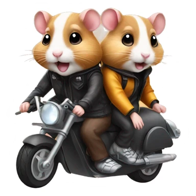 Two hamsters riding on motorbike sticker
