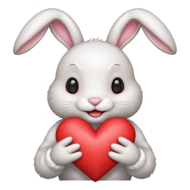 bunny smiling with heart sticker