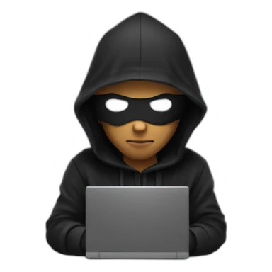 Cool Developer with a black hood behind his computer and focus on his code  sticker