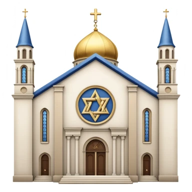 reform jewish synagogue similar in architecture to historical churches in milano (pretty and magnificent), white in color, in ios emoji style sticker