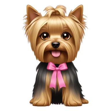 Yorkshire terrier with a little pink ribbon  sticker