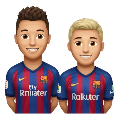 Prime noodle hair ronaldo and prime 2012 messi Smiling in one Photo and make it realistic Ronaldo wearing Number 7 With Madrid and Messi wearing number 10 with barca  sticker