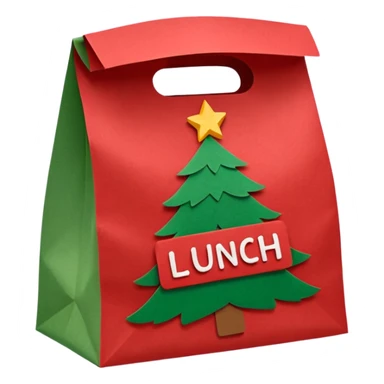 christmas paper lunch bag with the word lunch on it sticker