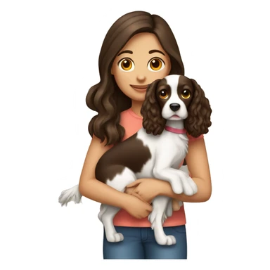 brunette girl holding a springer spaniel sticker