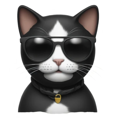 Black with white belly cat wearing Sunglasses being close sticker