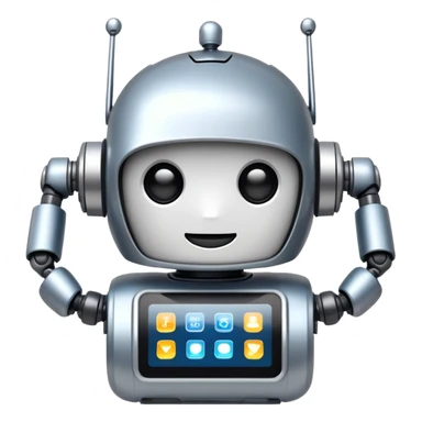 Friendly robot with digital display face sticker