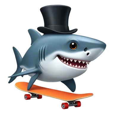 Shark with a top hat riding a skateboard  sticker