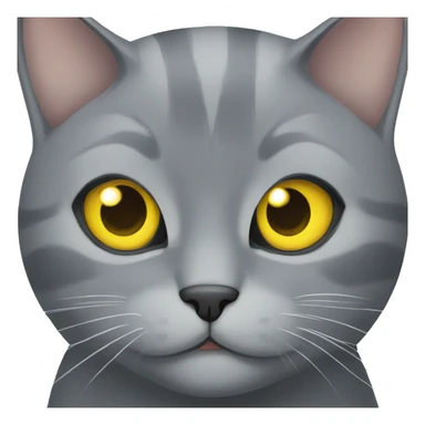 A grey cat with yellow eyes sticker