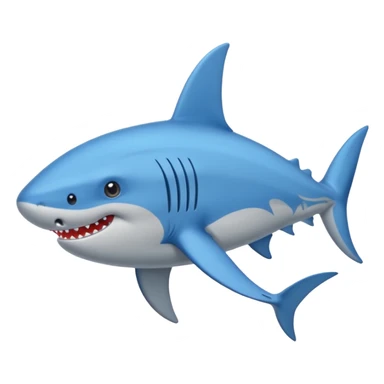 Un tiburón con tres tenis azules sticker