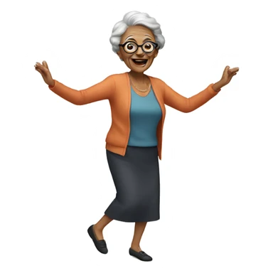 Short elderly woman with glasses dancing sticker