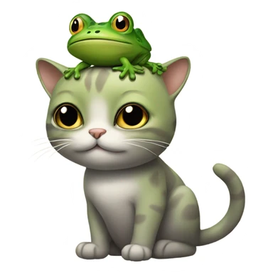 cat with frog on head sticker