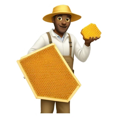 Tall man beekeeper holding honeycomb  sticker