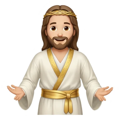 my workmate accidentally misspelled "Jesus christ" as "Jesbus christ", make an emoji of jesus with his hands on his hips, making a face as if he's laughing at how silly someone is sticker