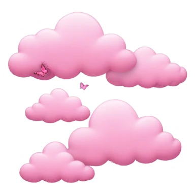Pink heart clouds butterflies  sticker