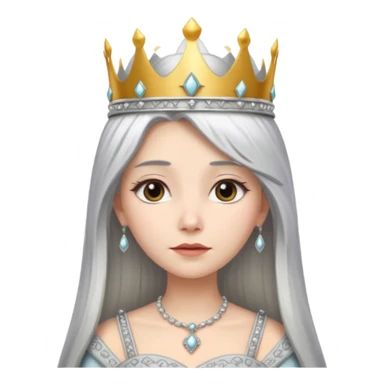 White silver straingt Long Haired Women, Queen with crown — soft expression sticker