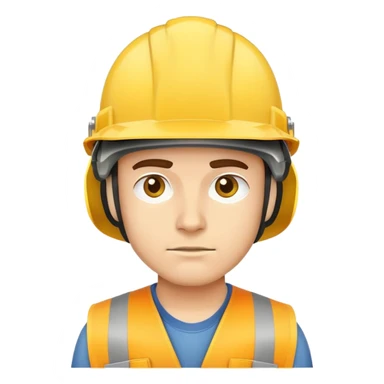 photorealistic serious worker in yellow helmet sticker