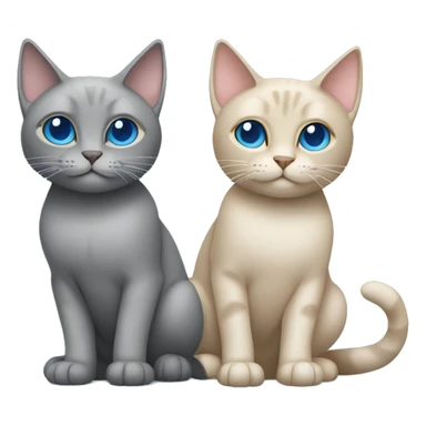 Grey cat with folded ears sitting together with beige cat with blue eyes  sticker