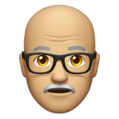 Angry bald man glasses, black leather jacket sticker