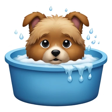 ice bath with a dog in id from wood round sticker