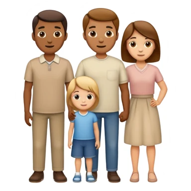 family with one mother, one father, two boys and one girl standing together sticker