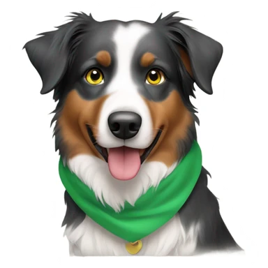 Australian shepherd with green collar sticker