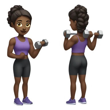 Dark skinned woman in the gym holding a weight  sticker