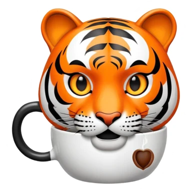 tiger face holding coffee mug for Twitch emote sticker